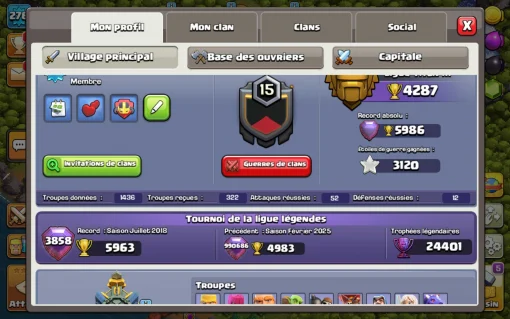 Vendre compte clash of clans