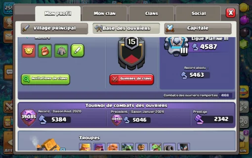 Compte clash of clans a vendre