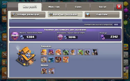 Compte clash of clans a vendre
