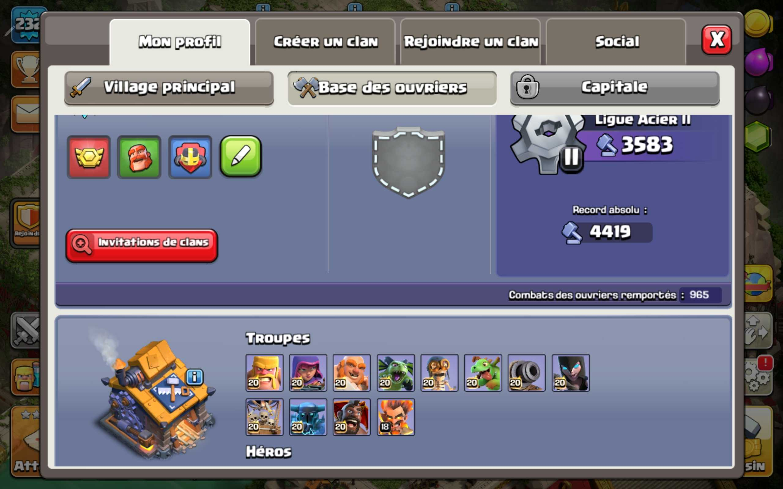 Vendre compte clash of clans