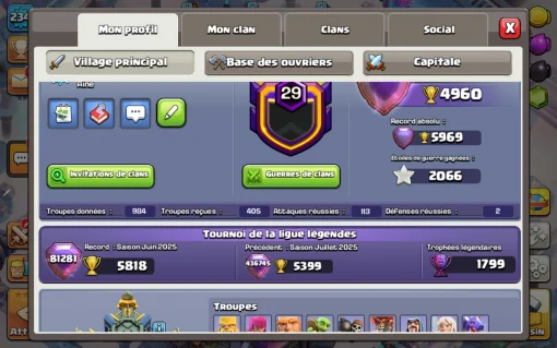 Vendre compte clash of clans