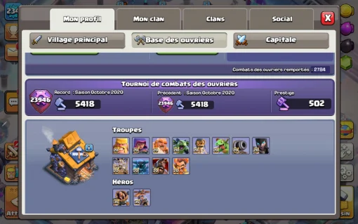 Vendre compte clash of clans