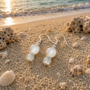 Boucles d’oreilles en sélénite blanche