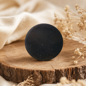 Pierre plate ronde en shungite naturelle