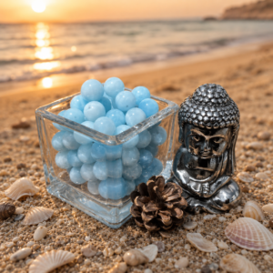 Perles d’aigue-marine naturelle