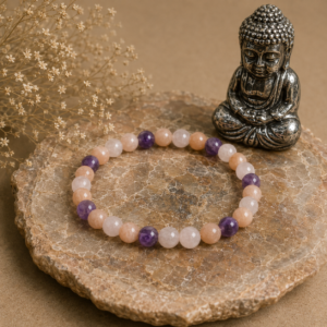 Bracelet Bulle de Douceur en quartz rose, améthyste et pierre de lune