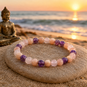 Bracelet Bulle de Douceur en quartz rose, améthyste et pierre de lune