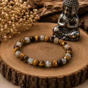 Bracelet en labradorite et œil de tigre naturel
