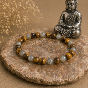 Bracelet en labradorite et œil de tigre naturel