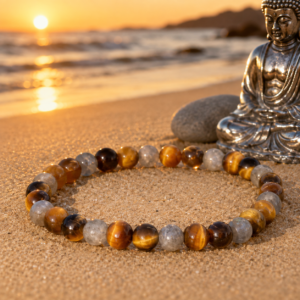 Bracelet en labradorite et œil de tigre naturel