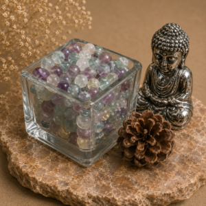 Perles en fluorite naturelle multicolore
