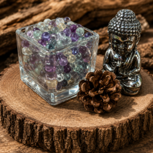 Perles en fluorite naturelle multicolore