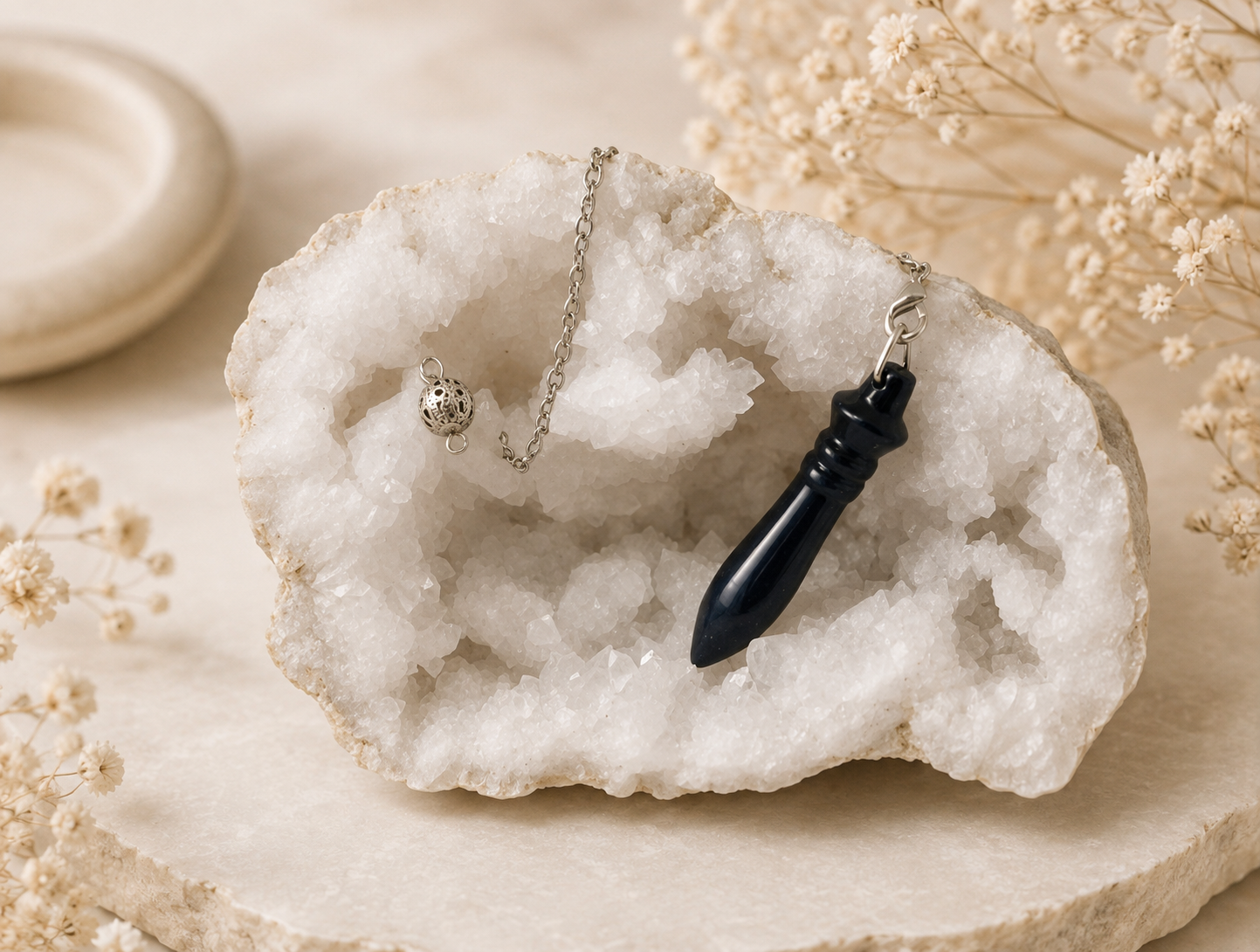 Pendule Thot en onyx noir sur cristal