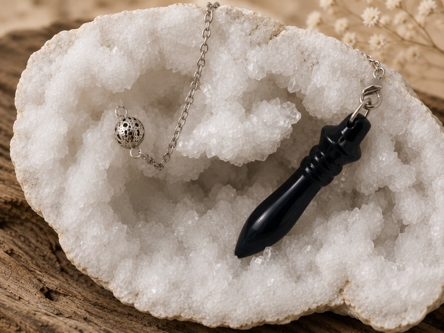 Pendule Thot en onyx noir sur cristal