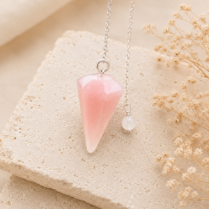 Pendule facetté en quartz rose