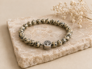 Bracelet en jaspe dalmatien naturel
