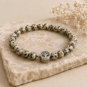 Bracelet en jaspe dalmatien naturel