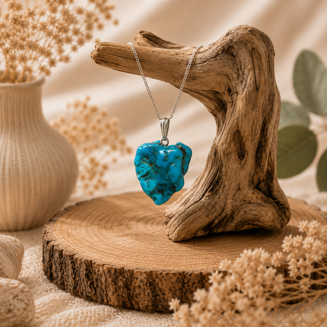 Pendentif en turquoise naturelle