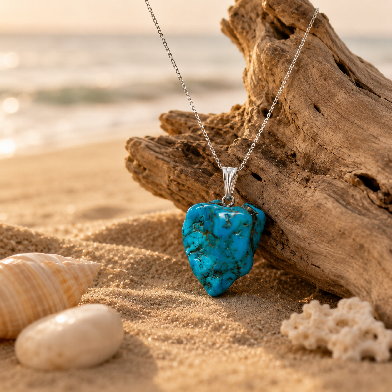 Pendentif en turquoise naturelle
