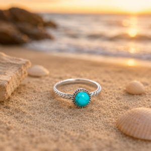 Bague en howlite teintée turquoise taille 56
