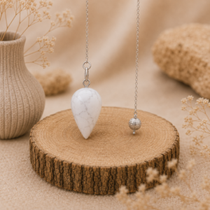Pendule goutte en howlite blanche