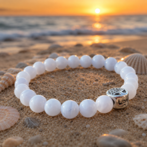 Bracelet en calcédoine bleue naturelle